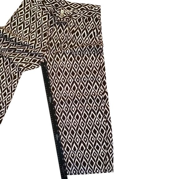 Kate Parks Women’s Linen Capri Pants Brown Cream Designer Buttons Size 10 - Picture 5 of 7